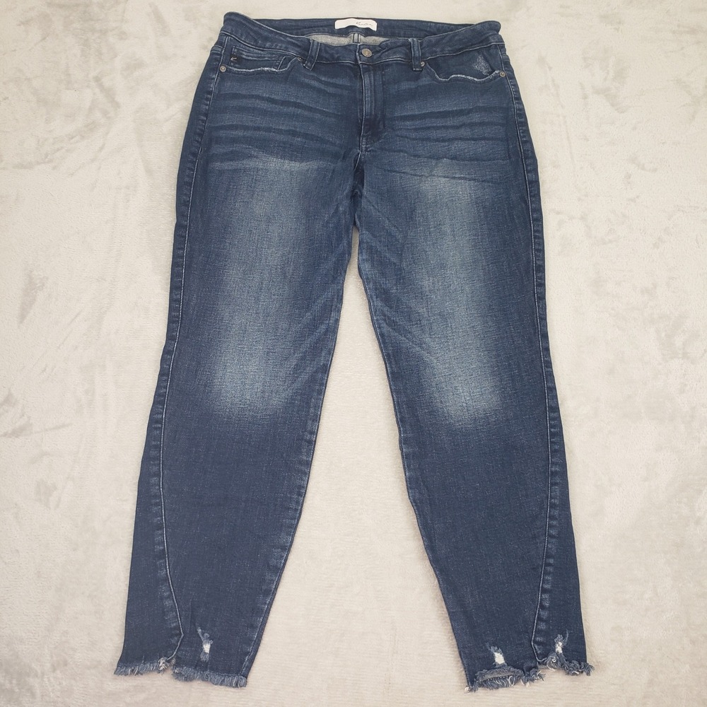 KanCan Jeans Women XL (36) Dark Wash Plus Cropped High Rise Skinny Jeans KC8558D
